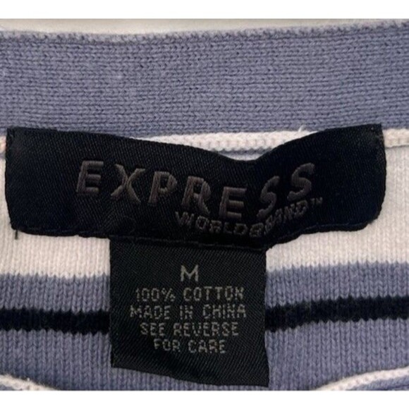 Y2K Express Purple Knit Tank Top S Striped Square Neck Downtown Girl Minimalist - Picture 5 of 5